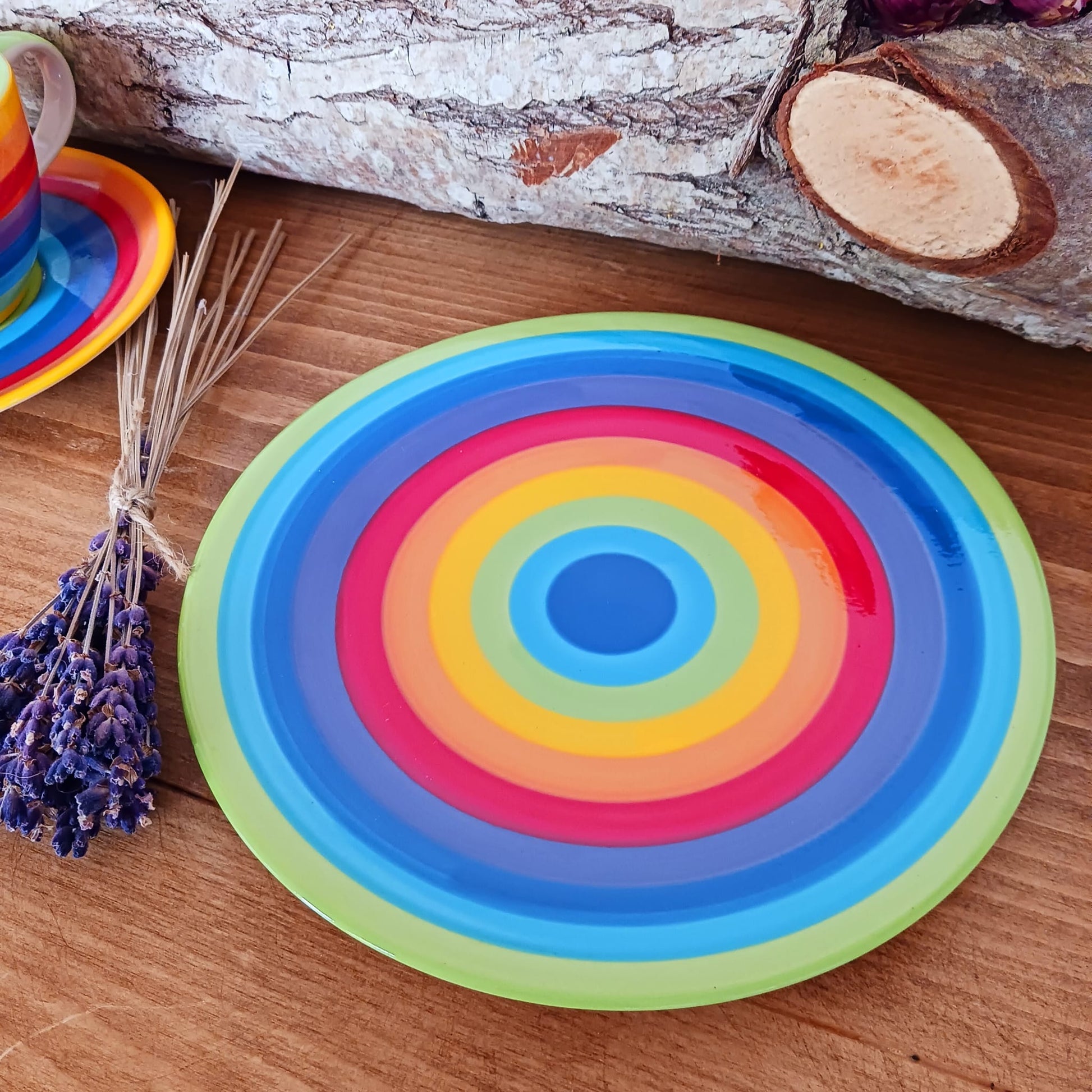 Hand painted Rainbow Ceramic Side Plate | Rainbow side plates