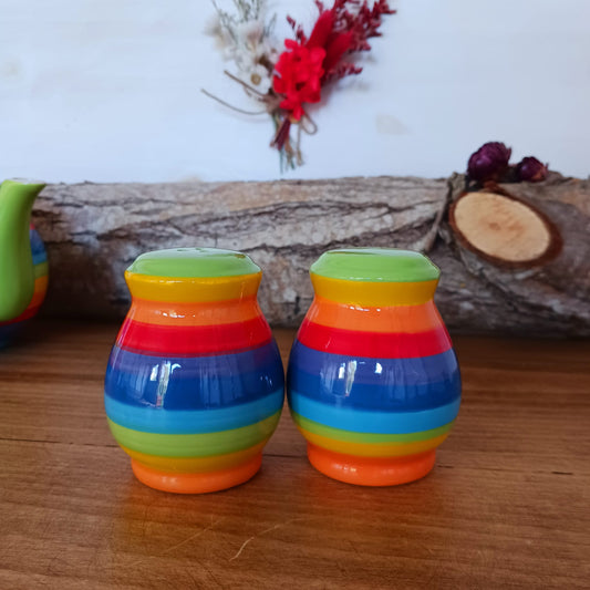 Ceramic Rainbow Salt & Pepper pot | rainbow cruet set