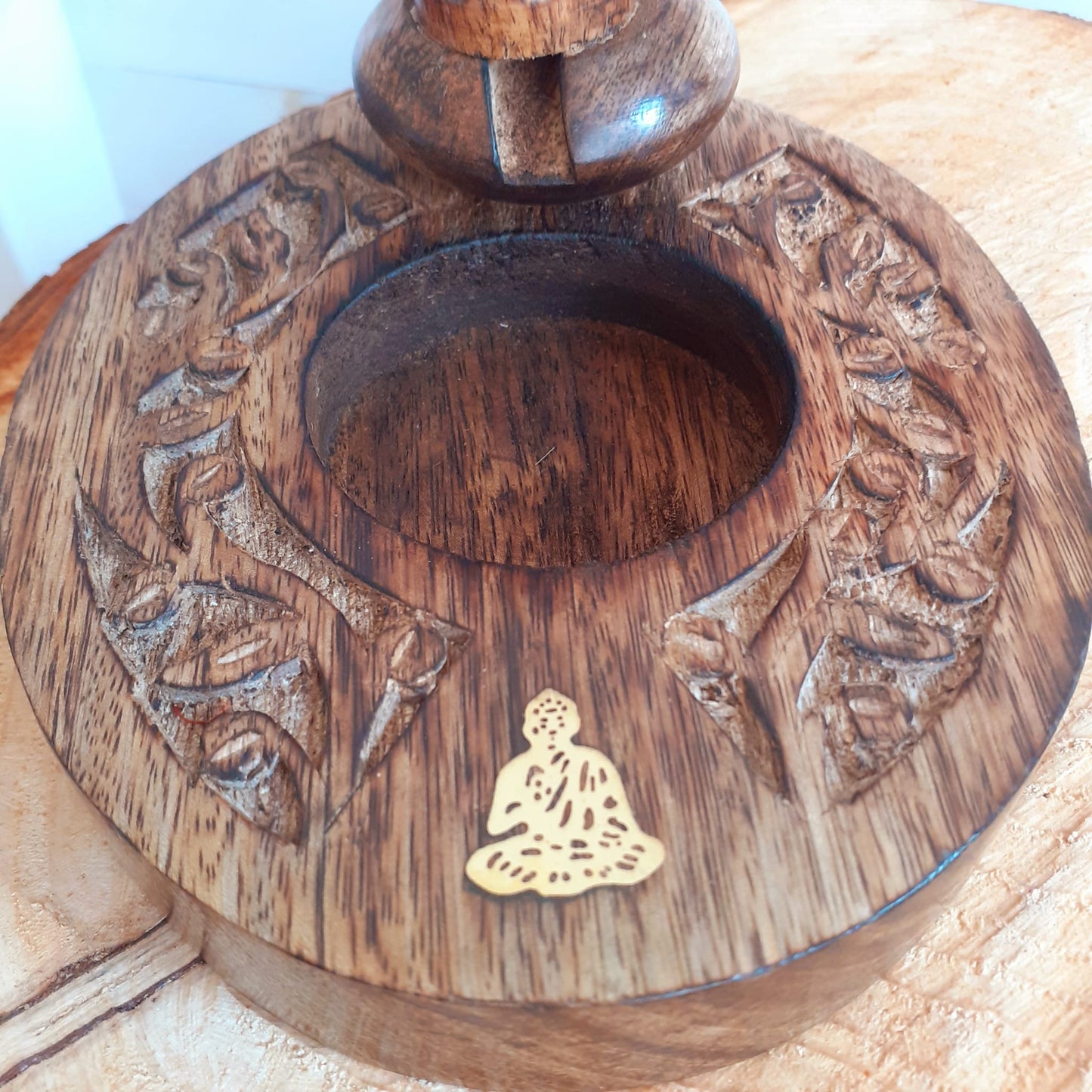 Hand carved Buddha Mango Wood Backflow Burner