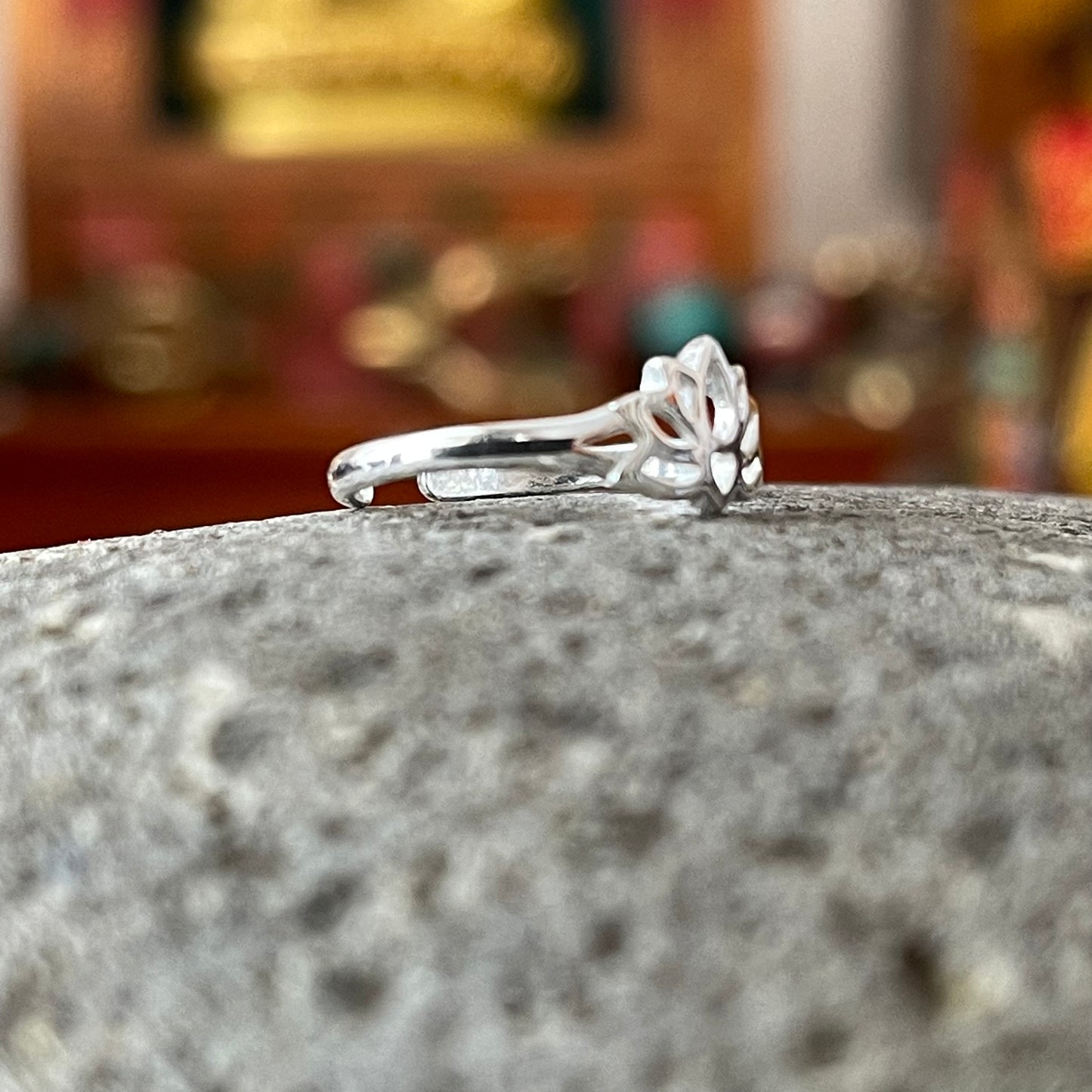 925 Sterling silver Lotus Flower Toe Ring. Add a little bit of silver to your toes with our solid 925 stamped solid silver toe ring, beautifully presented in a little fabric drawstring pouch made from off cuts from sari materials that would have otherwise been discarded.