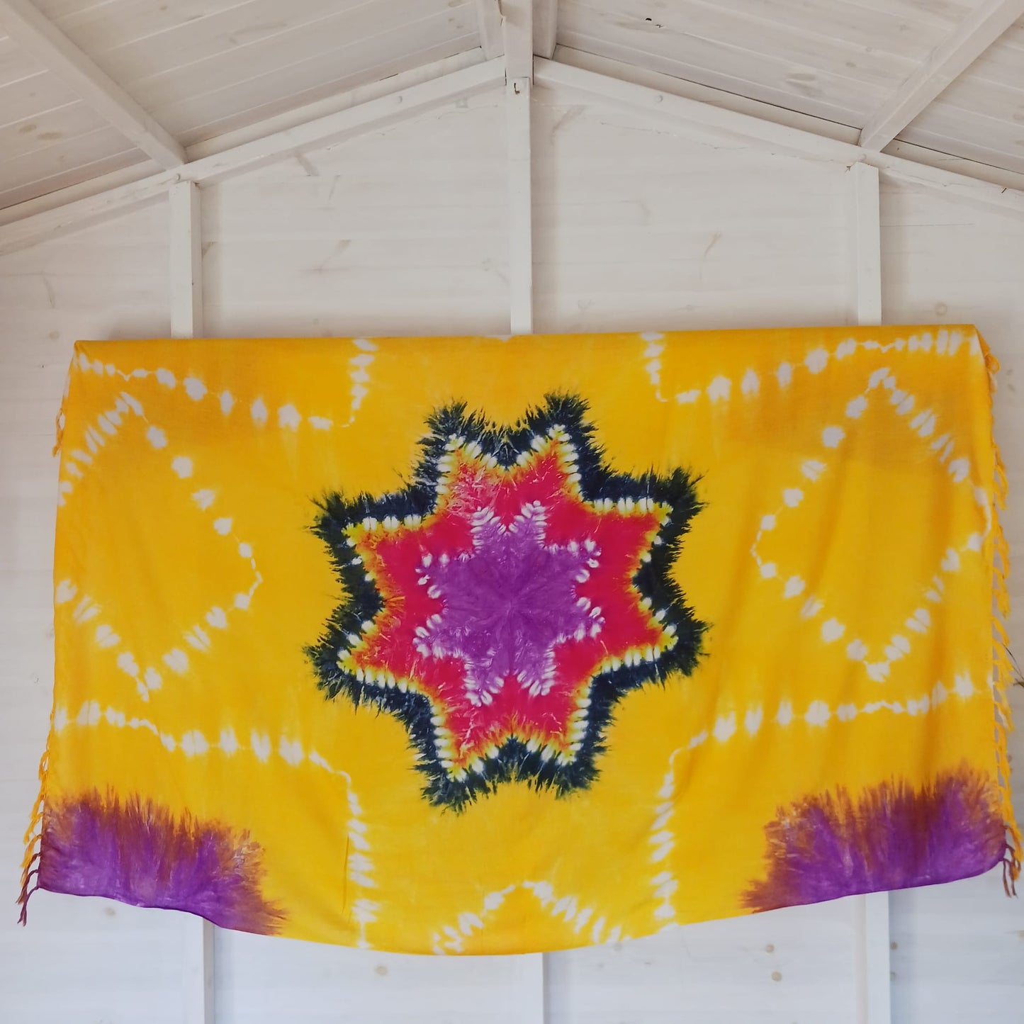 Star Tie Dye Sarong | Beach wrap cosmic Yellow