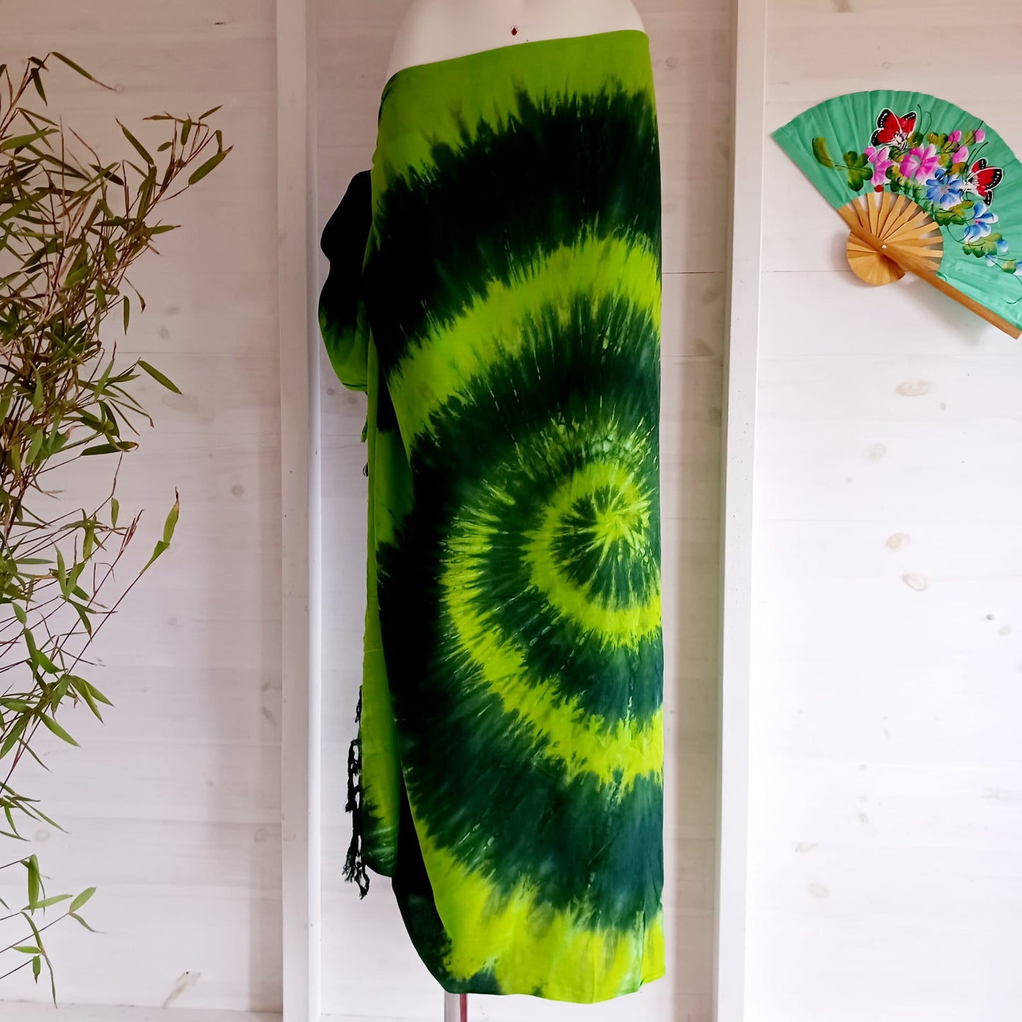 Tie Dye Spiral Nebula Sarong | Beach wrap  Green 