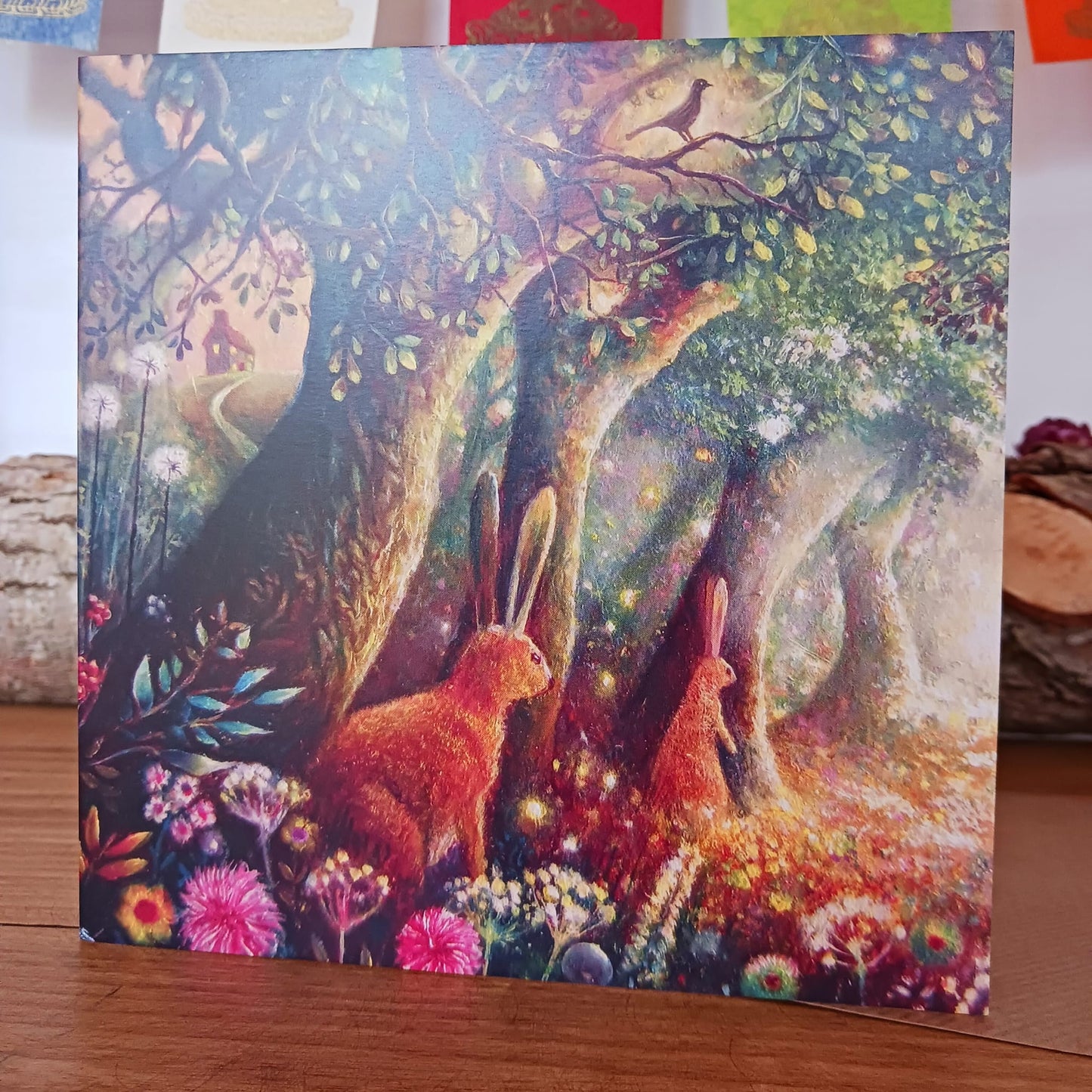 Woodland Hares Greetings Card ( Blank Card )