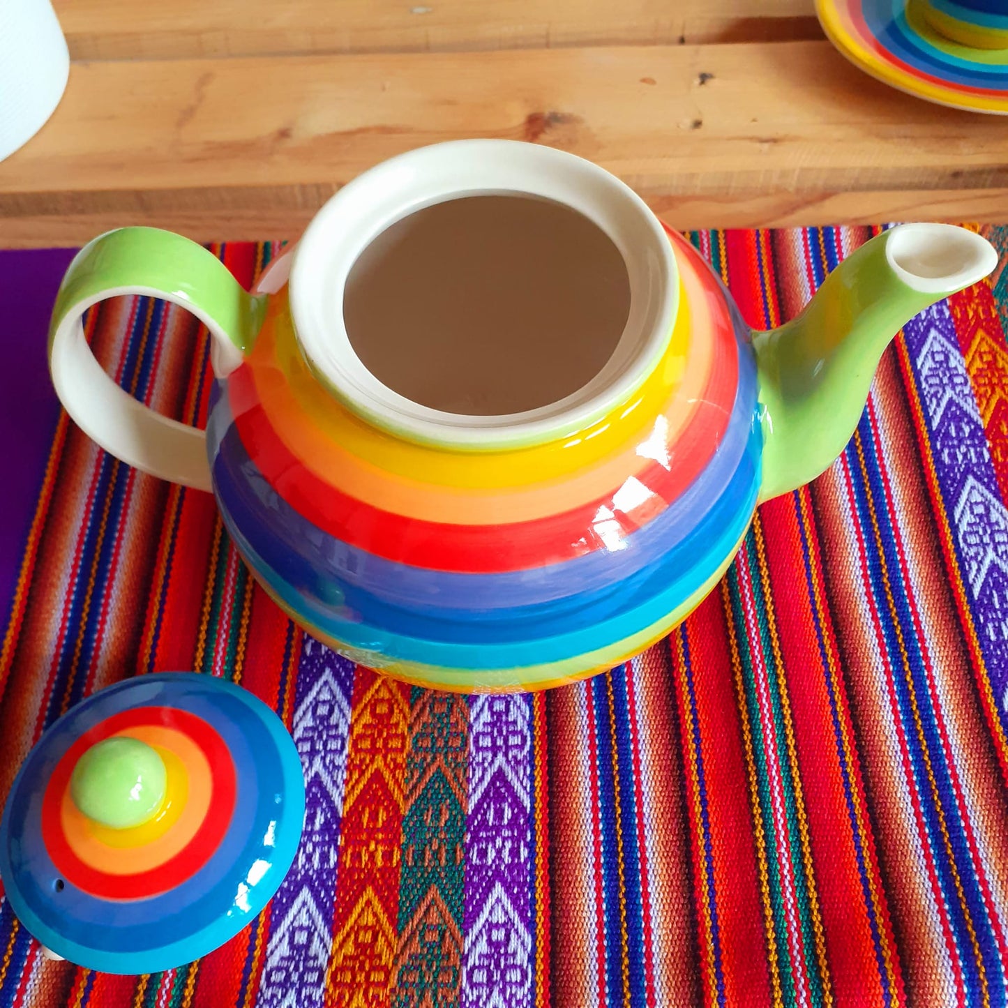 Rainbow Teapot  4 cup  | Large Ceramic hand painted Rainbow Teapot