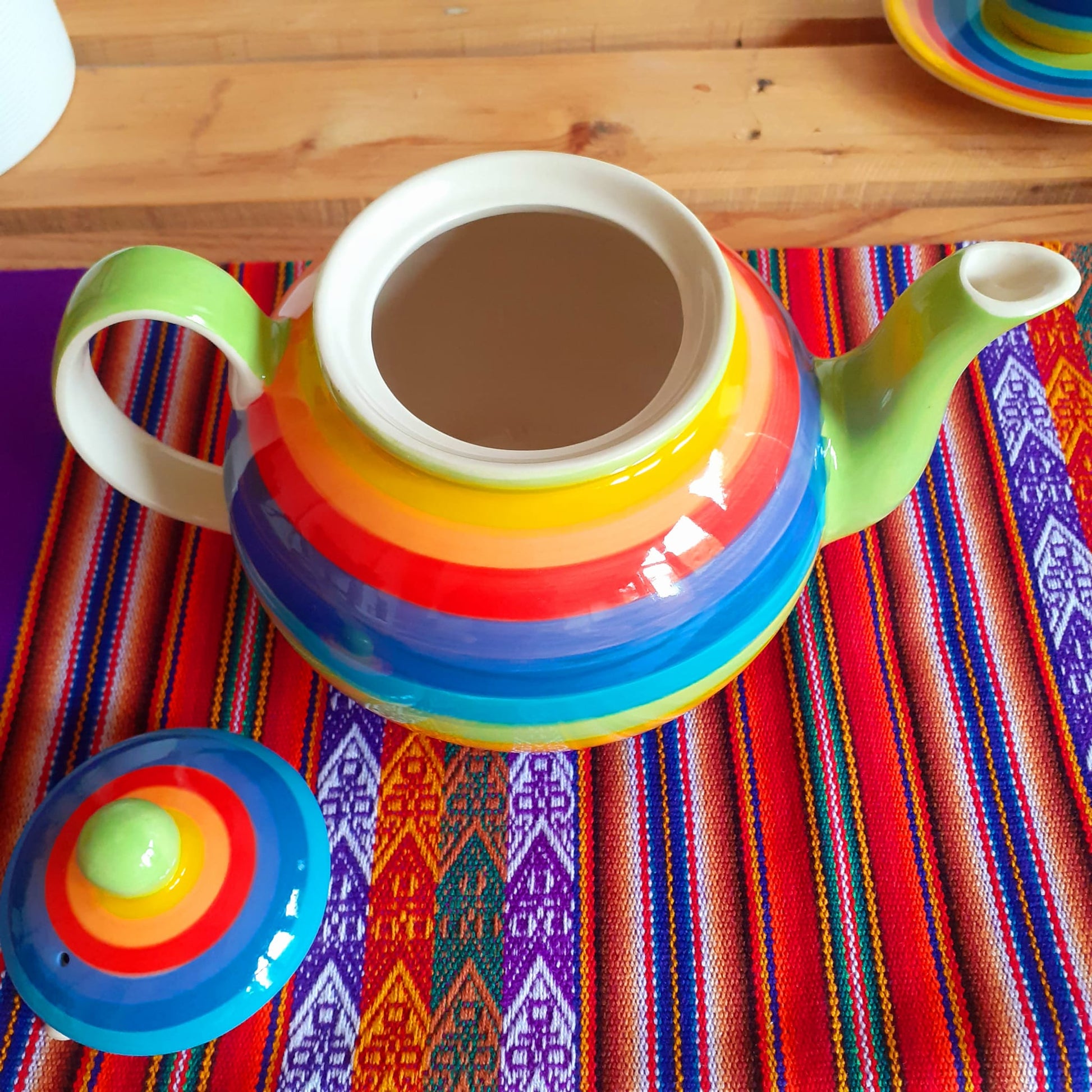 Rainbow Teapot  4 cup  | Large Ceramic hand painted Rainbow Teapot