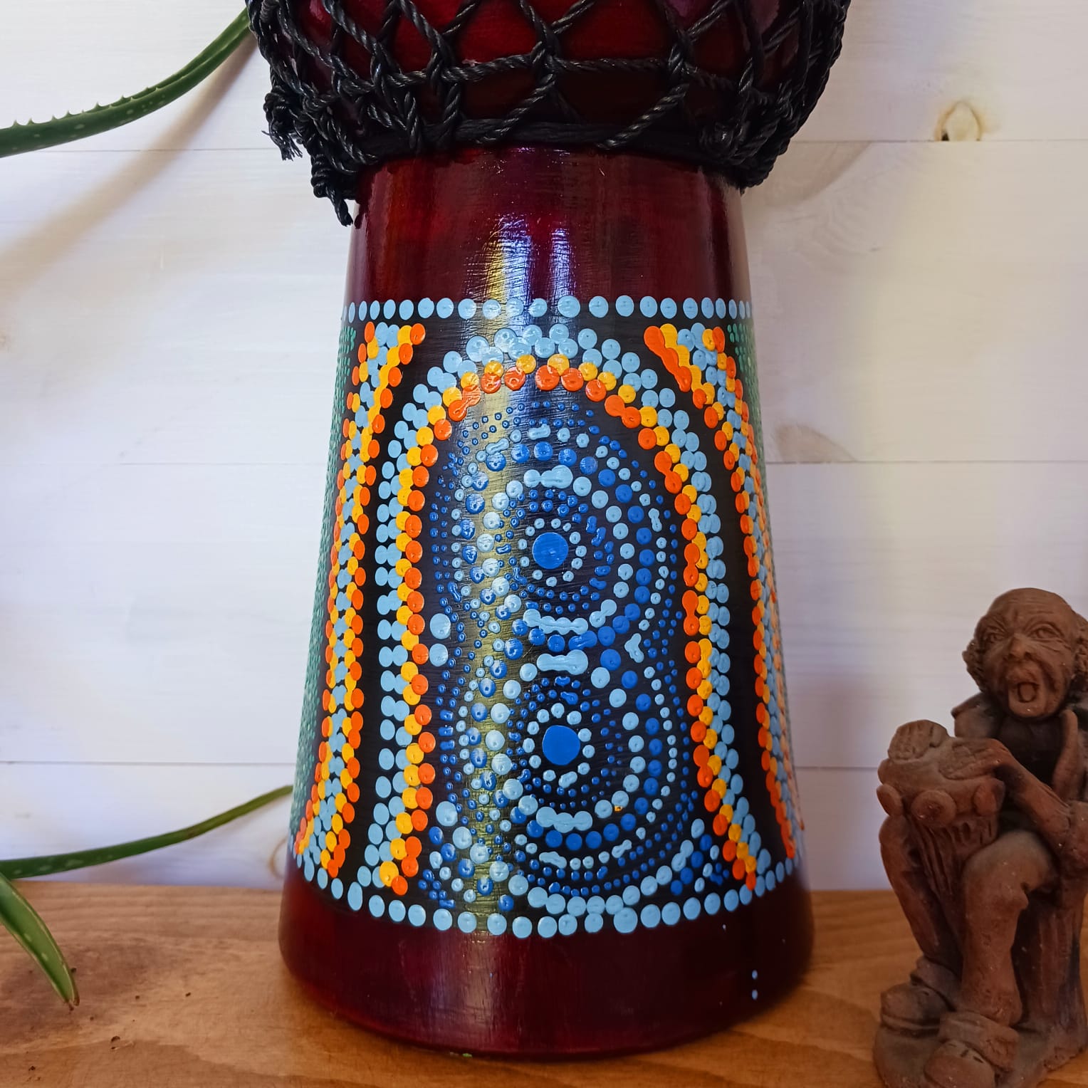 Painted Djembe Drum 40cm | Hippie festival Drums Glastonbury Drum