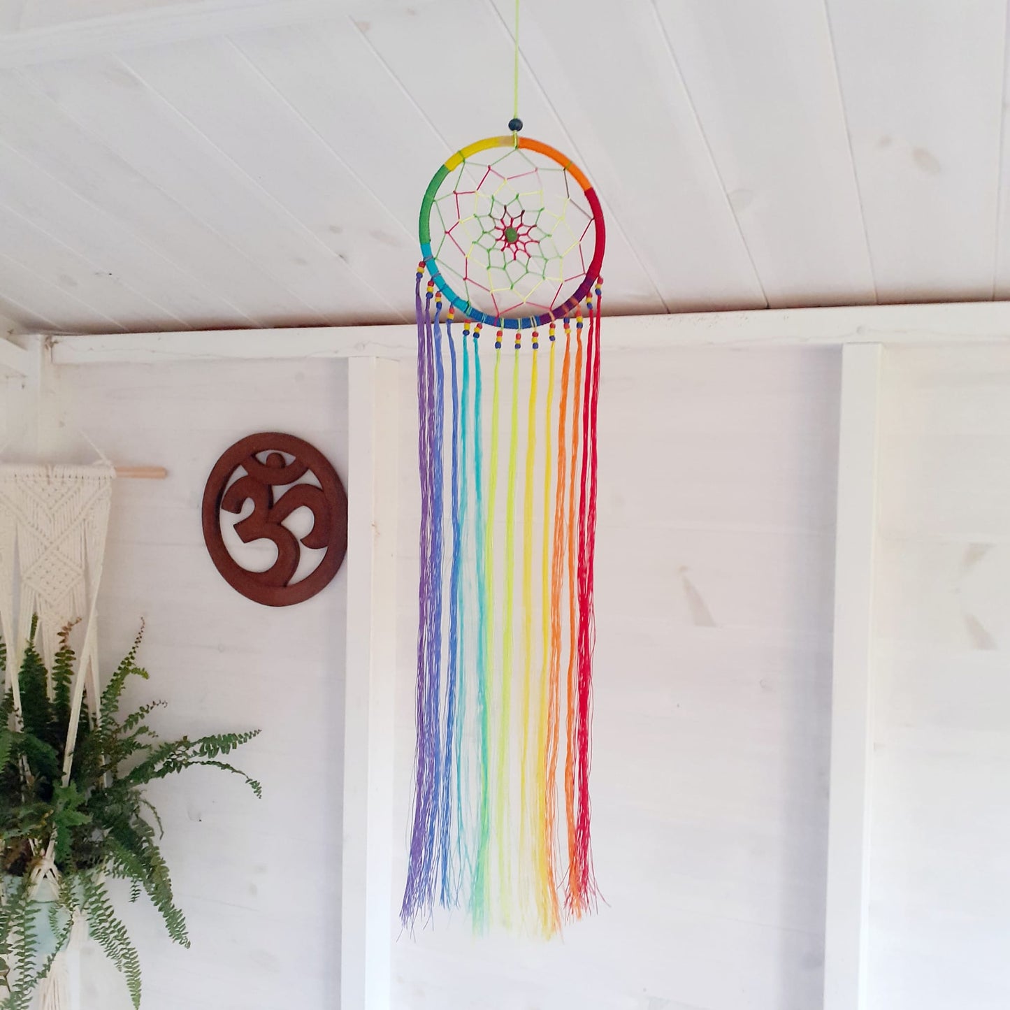 Rainbow Hanging Dreamcatcher | Rainbow Hippy Dream catcher