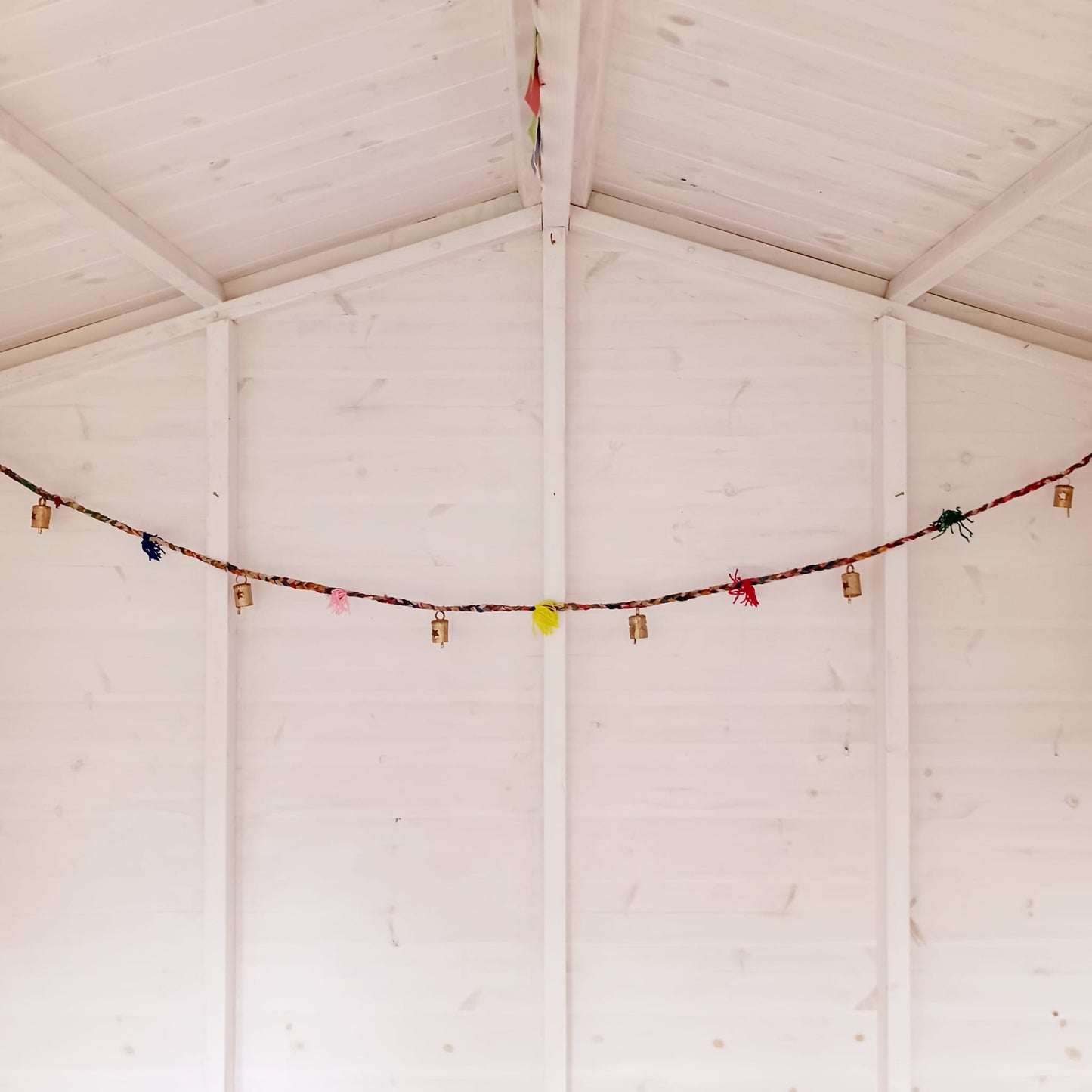 Braided Recycled Sari Garland With Indian Bells