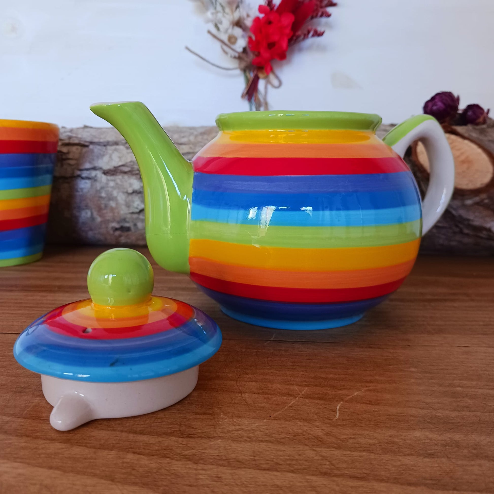 Rainbow Teapot 2 cup | Small Ceramic hand painted Teapot 