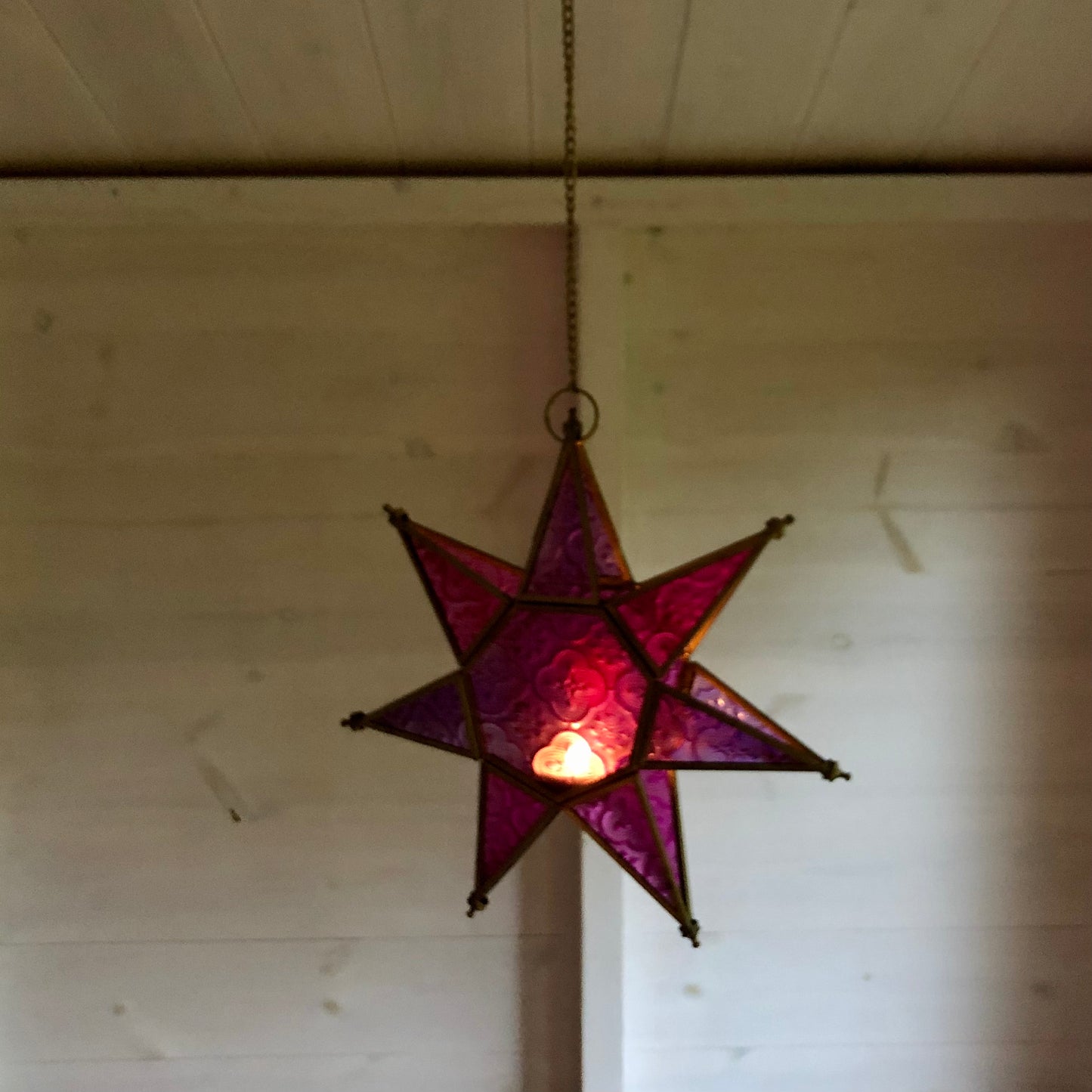 Moroccan Style Star Lantern in Coloured Glass | Size: 25 x 25 x 6cm