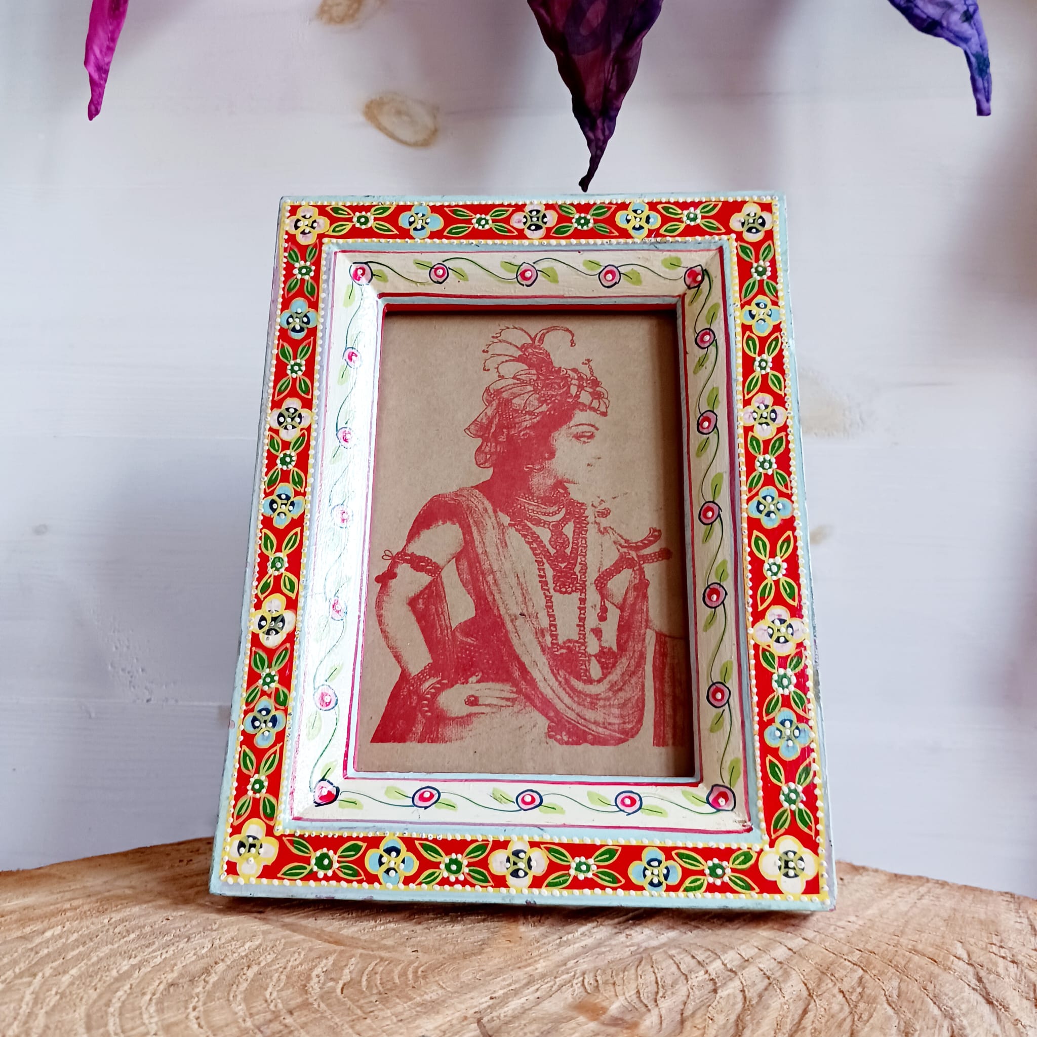 Indian Hand Painted Photo Frame | Floral Design Indian Picture frame ...