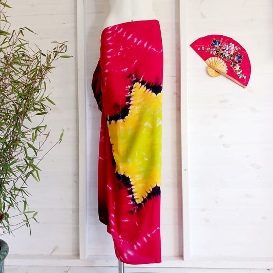 Star Tie Dye Sarong | Beach wrap cosmic Red