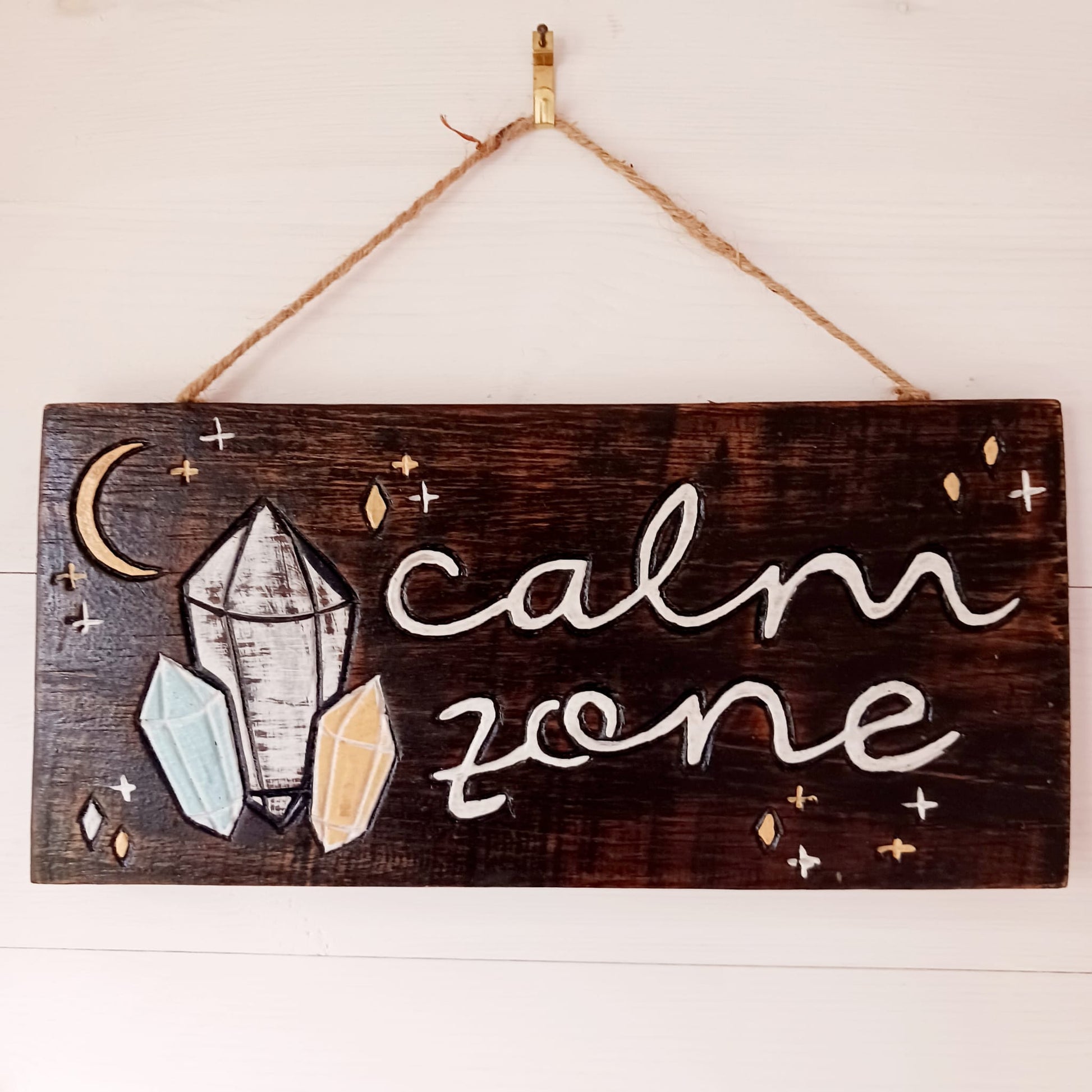 Calm Zone Plaque | Wooden Sign meditation Yoga room