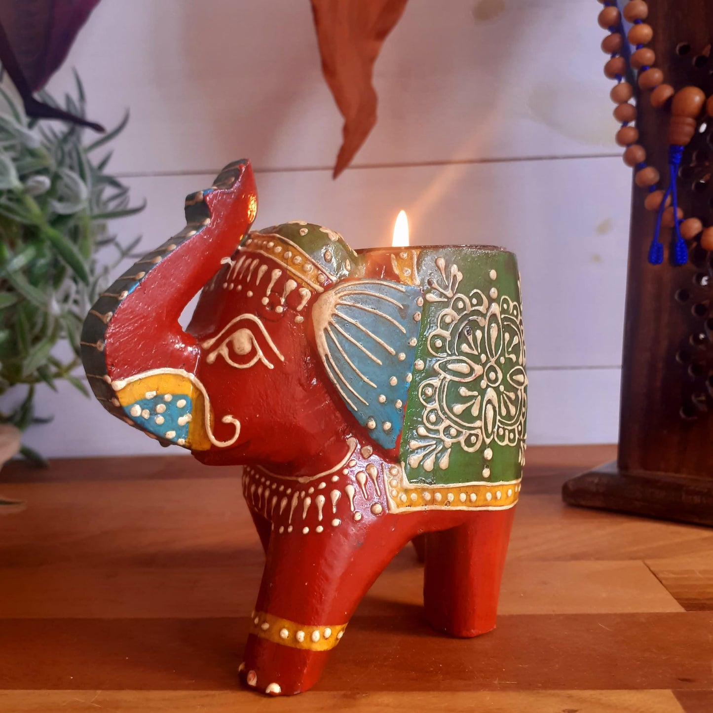 Hand Painted Indian Elephant Tealight Holder