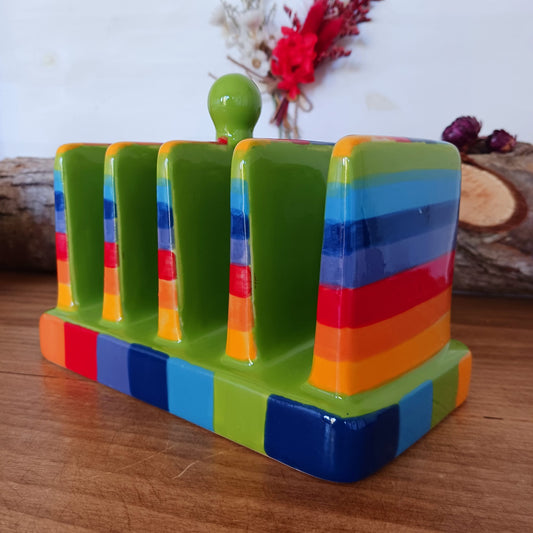 Rainbow Toast Rack | Ceramic hand painted Rainbow Kitchen Ware