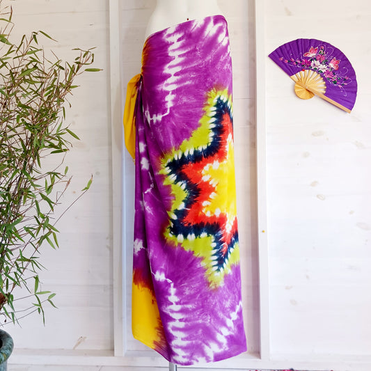 Star Tie Dye Sarong | Beach wrap cosmic Purple