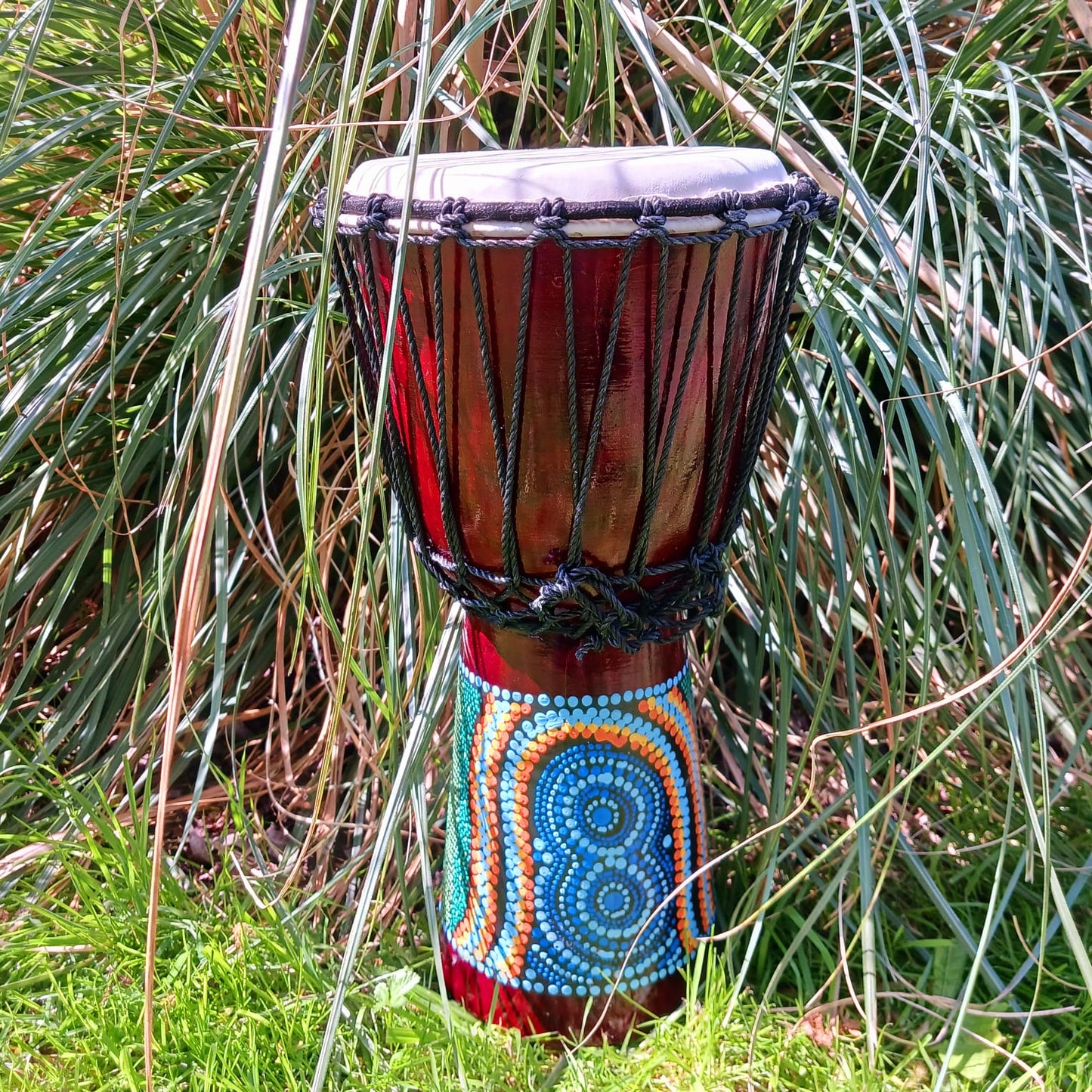 Painted Djembe Drum 40cm | Hippie festival Drums Glastonbury Drum