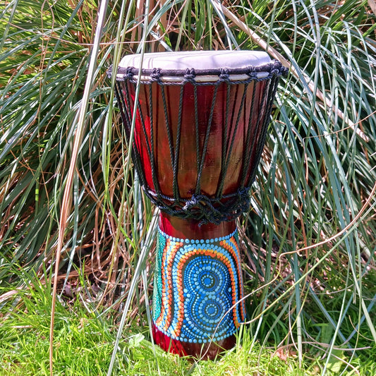 Painted Djembe Drum 40cm | Hippie festival Drums Glastonbury Drum