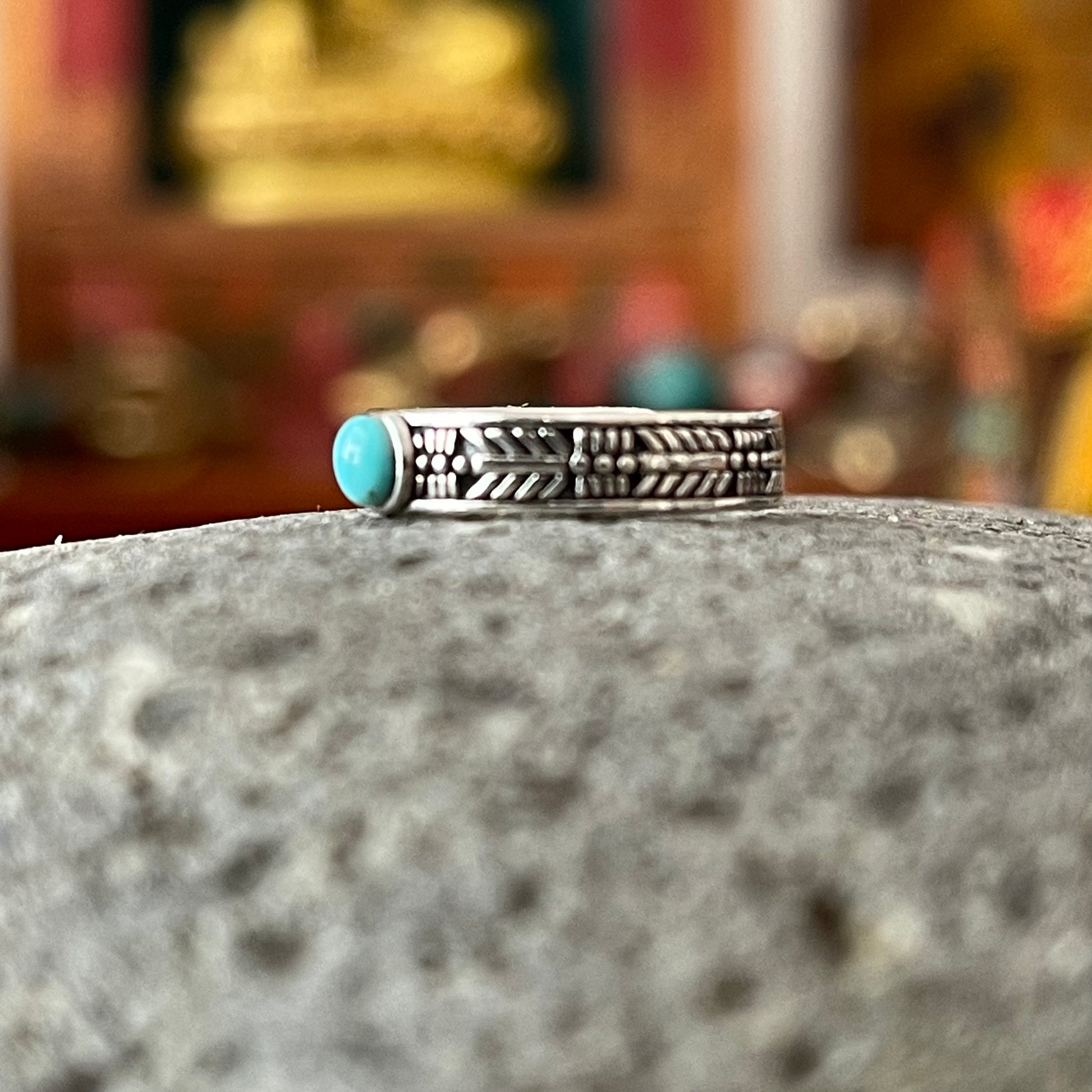 Silver Toe Ring Turquoise Navajo band