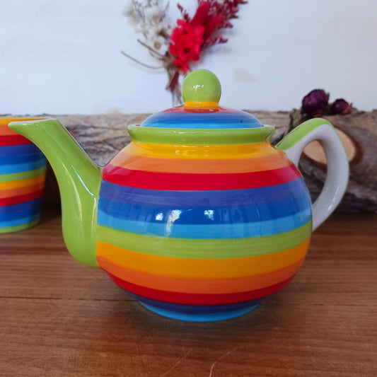 Rainbow Teapot 2 cup | Small Ceramic hand painted Teapot 