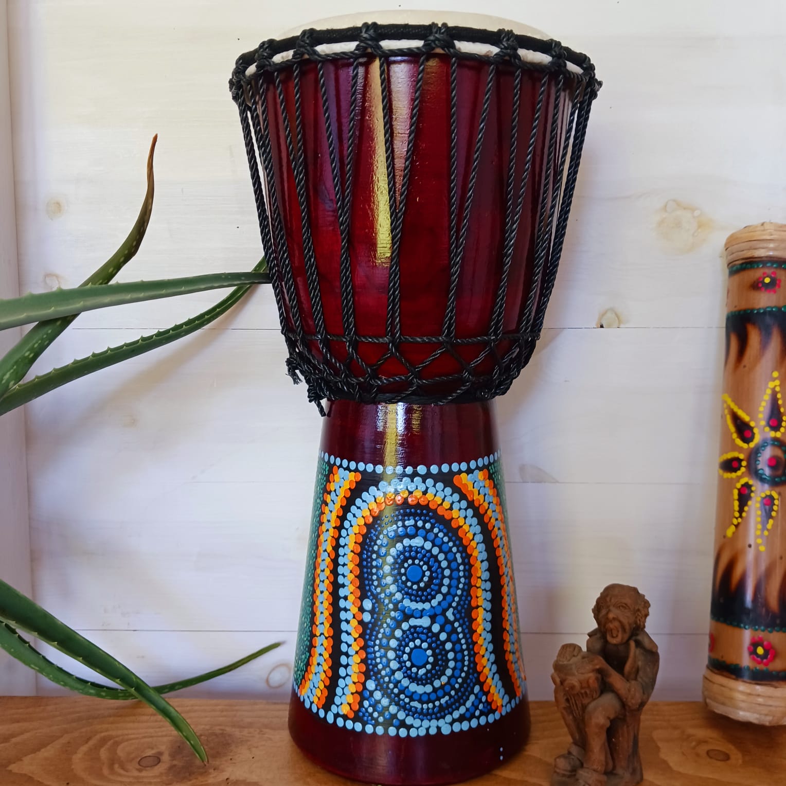 Painted Djembe Drum 40cm | Hippie festival Drums Glastonbury Drum