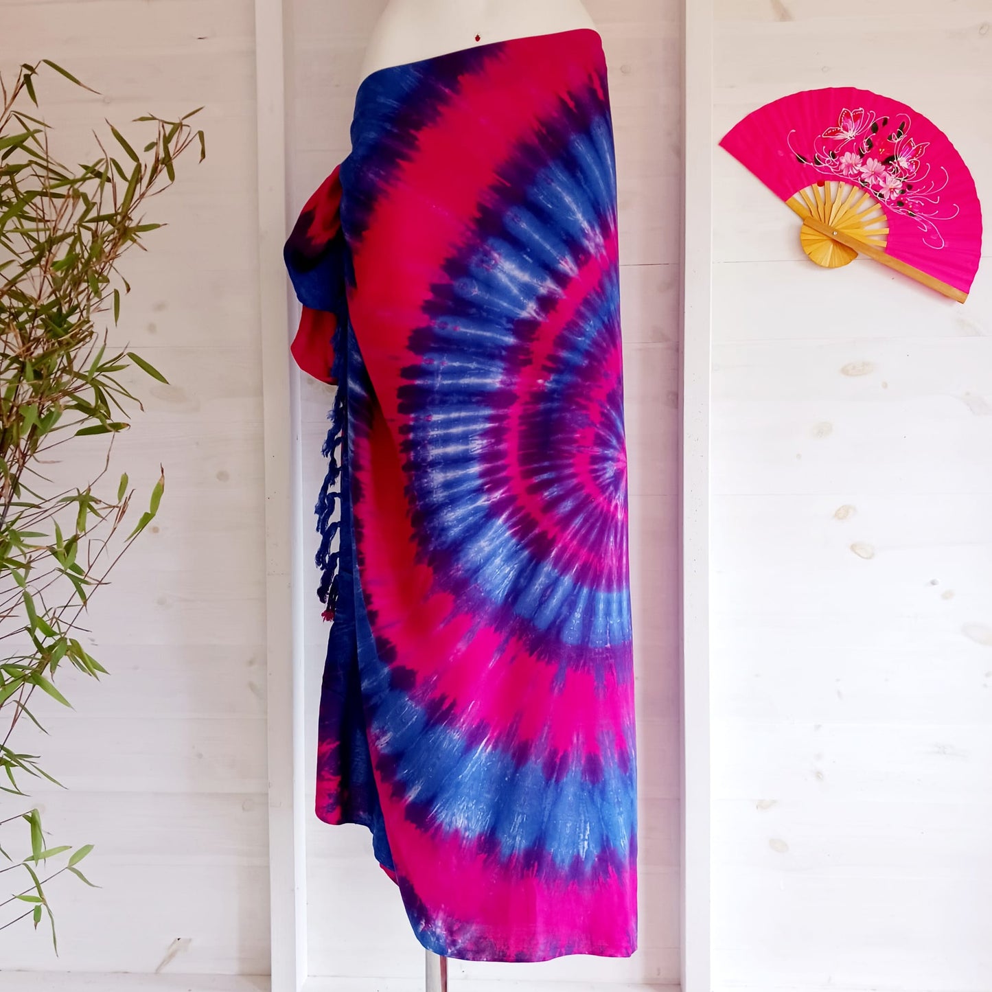 Tie Dye Spiral Nebula Sarong | Beach wrap  Pink & Blue