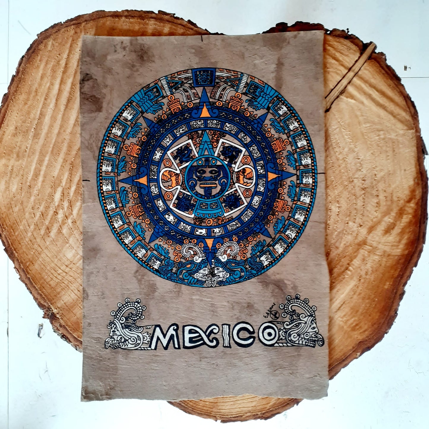 Handmade Mexican Bark Scene Painting