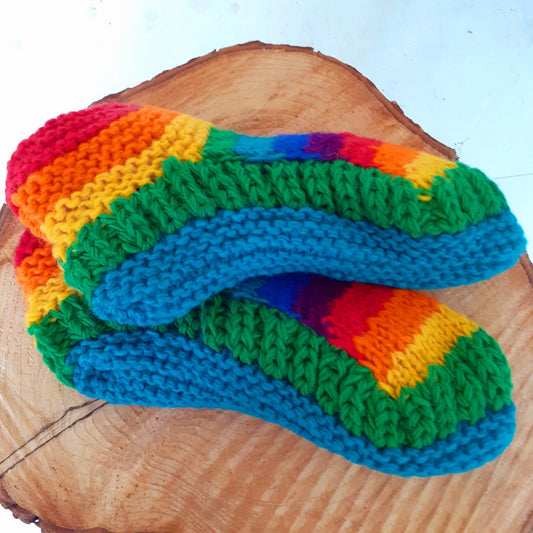 Rainbow Woollen Meditation Mules - slippers (Adult)