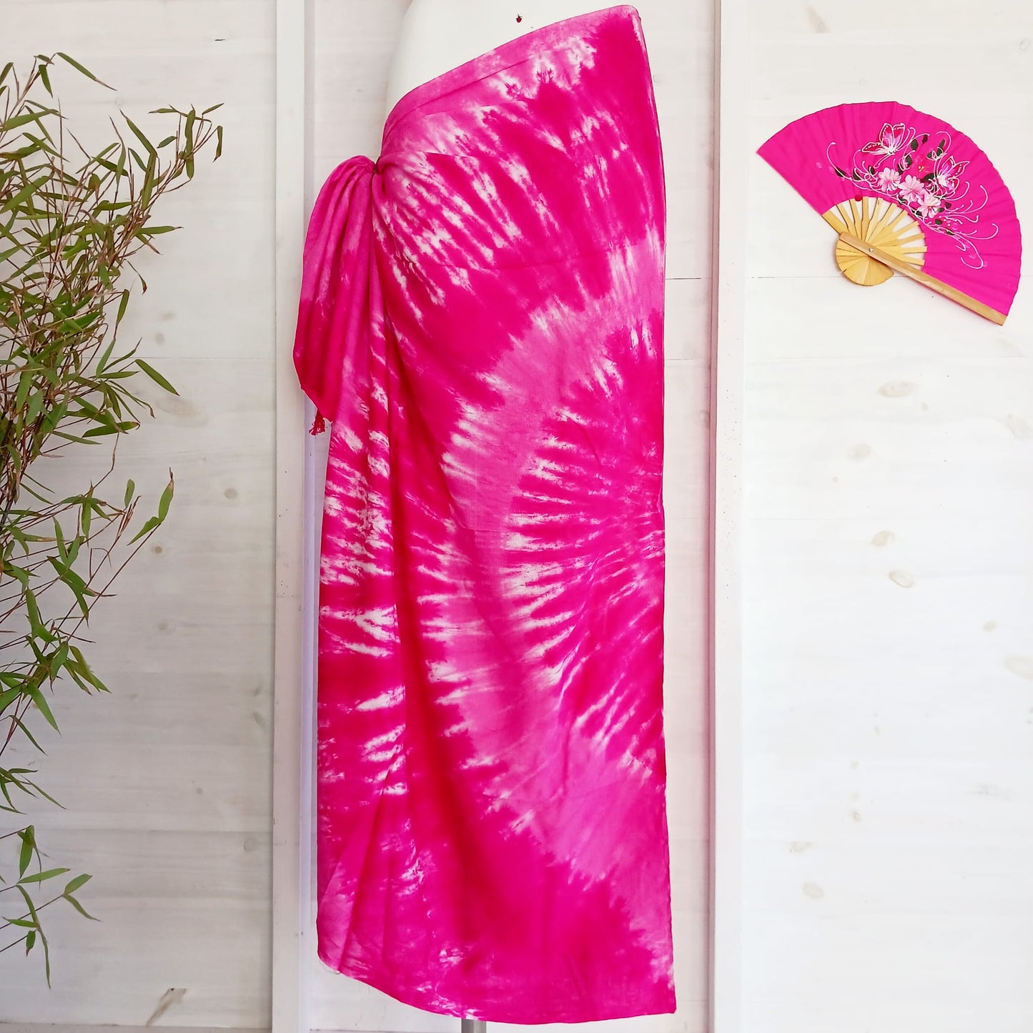 Tie Dye Spiral Nebula Sarong | Beach wrap Pink 