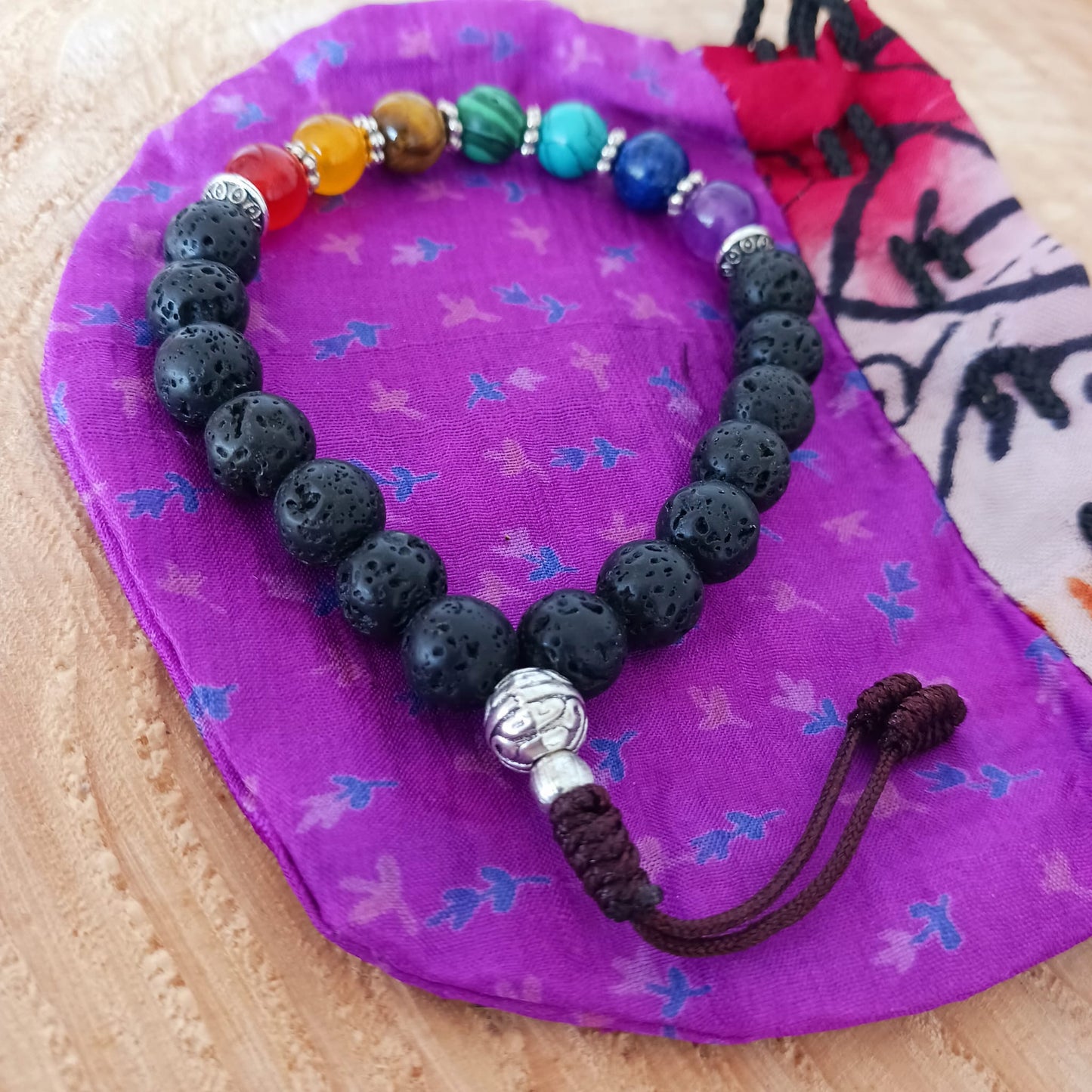 Semi precious Lava Stone Chakra Bracelet | 7 Chakra Stone bracelet