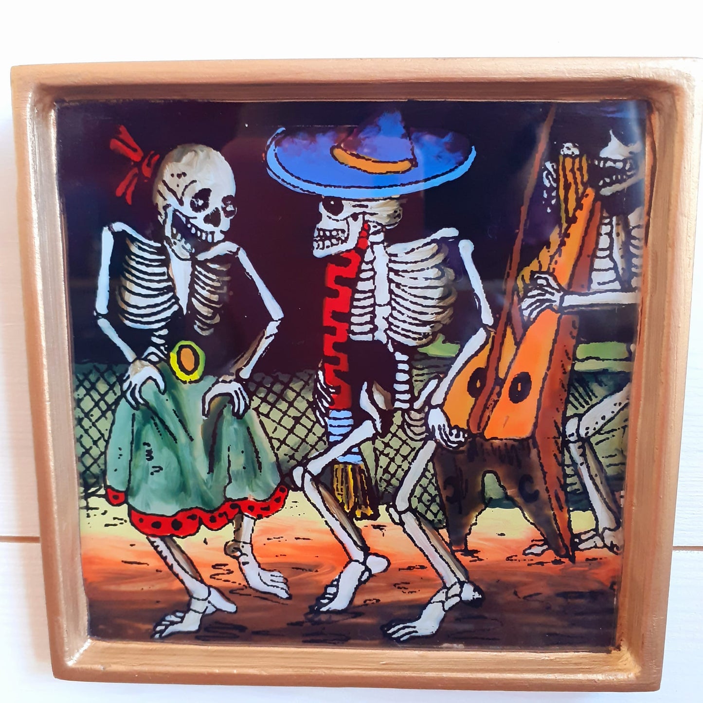 Harpist and Couple Folk Art Frame