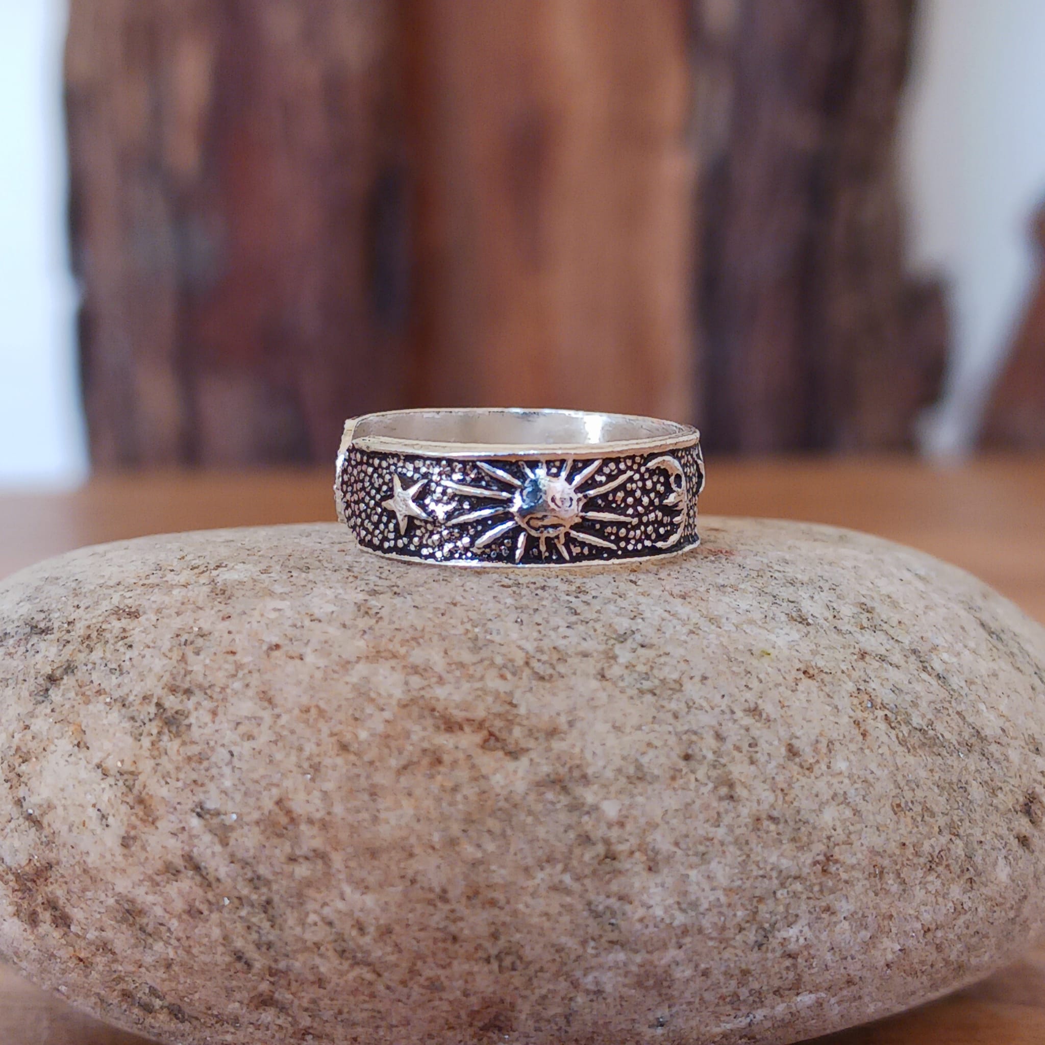 Sterling silver sun hot sale and moon ring