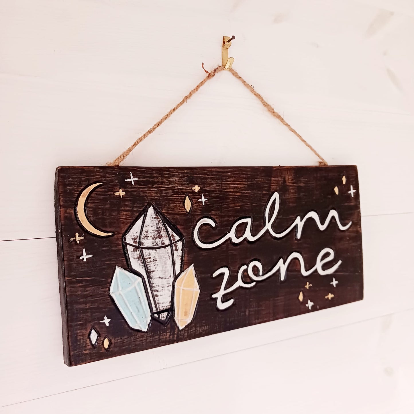 Calm Zone Plaque | Wooden Sign meditation Yoga room