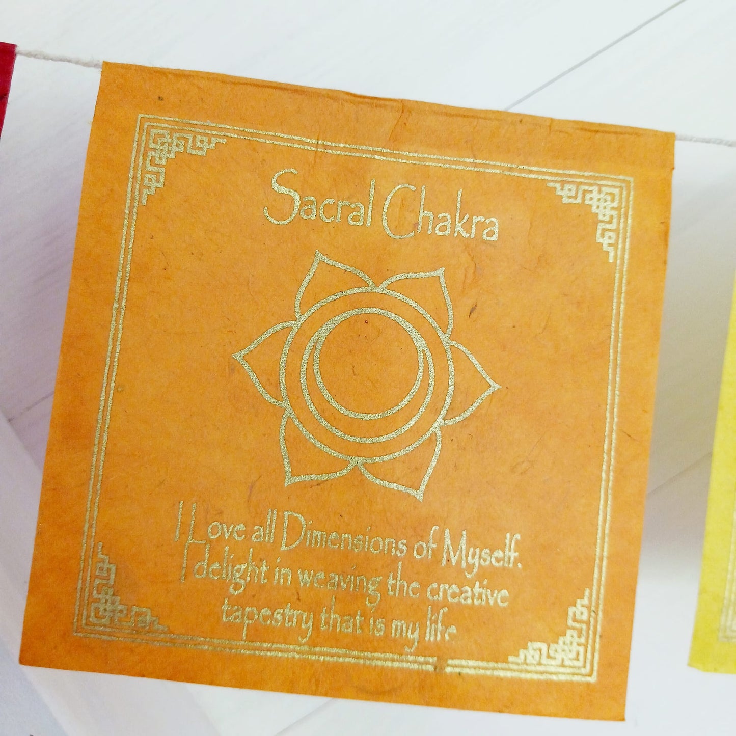 Seven Chakra Energy Lokta Paper Prayer Flags | 21 flags x 10 x 10cm